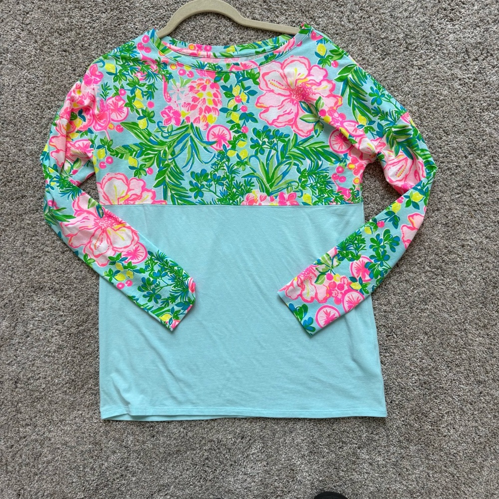 Lilly Pulitzer Floral Long Sleeve Tee - Pink, Green, and Blue